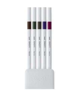 Uni-ball EMOTT Ever Fine Pack de 5 Marcadores de Linea Fina - 0.4mm - Punta Duradera - Ancho de Linea Constante - Base de Agua -