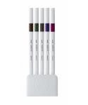 Uni-ball PEM-SY Set Nº3 Emott Vintage Colors Pack de 5 Rotuladores de Linea Fina - Punta 0.4mm - Tinta a Base de Agua - Diseño I