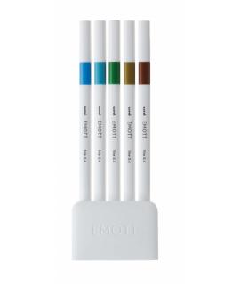 Uni-ball EMOTT Ever Fine Pack de 5 Marcadores de Linea Fina - 0.4mm - Punta Duradera - Ancho de Linea Constante - Base de Agua -