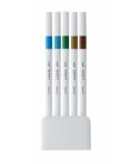 Uni-ball PEM-SY Set Nº4 Emott Island Colors Pack de 5 Rotuladores de Linea Fina - Punta 0.4mm - Tinta a Base de Agua - Diseño In