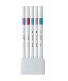 Uni-ball PEM-SY 5C NO.5 Pack de 5 Marcadores de Linea Fina - Punta 0.4mm - Tinta a Base de Agua - Diseño Innovador - Ancho de Li