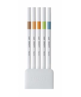 Uni-ball EMOTT Ever Fine Pack de 5 Marcadores de Linea Fina - 0.4mm - Punta Duradera - Ancho de Linea Constante - Base de Agua -