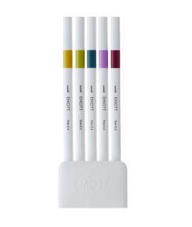 Uni-ball EMOTT Ever Fine Pack de 5 Marcadores de Linea Fina - 0.4mm - Punta Duradera - Ancho de Linea Constante - Base de Agua -