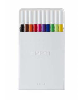Uni-ball PEM-SY 10C NO.1 Estuche de 10 Marcadores de Linea Fina - Punta 0.4mm - Tinta a Base de Agua - Diseño Innovador - Durabi