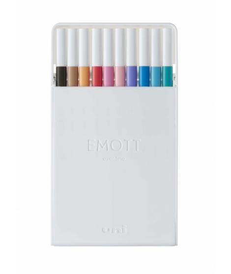 Uni-ball PEM-SY 10C NO.2 Estuche de 10 Marcadores de Linea Fina - Punta 0.4mm - Tinta a Base de Agua - Diseño Innovador - Durabi