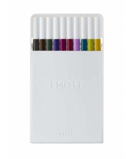 Uni-ball PEM-SY 10C NO.3 Estuche de 10 Marcadores de Linea Fina - Punta 0.4mm - Tinta a Base de Agua - Diseño Innovador - Ancho 