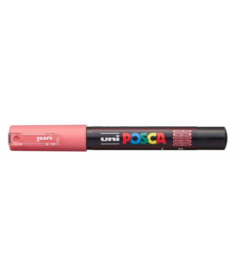 Posca PC-1M Marcador de Pintura - Punta Conica 0.7mm - Tinta Base al Agua - Resistente a la Luz - Color Rosa Coral
