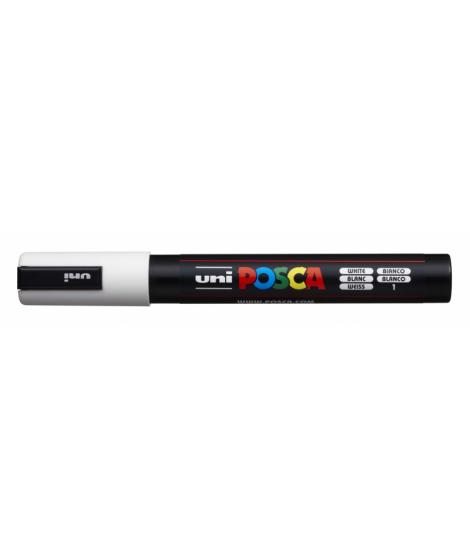 Posca PC-5M Marcador de Pintura - Punta de Bala 1.8-2.5mm - Tinta Base al Agua - Resistente a la Luz - Color Blanco