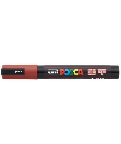 Posca PC-5M Marcador de Pintura - Punta de Bala 1.8-2.5mm - Tinta Base al Agua - Resistente a la Luz - No Permanente - Color Roj