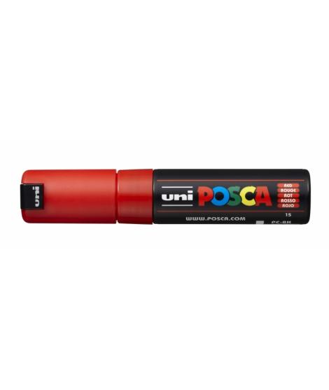 Posca PC-8K Marcador de Pintura - Punta Biselada Acrilica 8mm - Tinta Base al Agua - Resistente a la Luz - Color Rojo