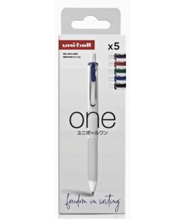 Uni-ball UMN-S-07 Pack de 5 Boligrafos de Tinta Gel - Punta de Bola 0.7mm - Escritura Ultra Fluida - Agarre Suave y Comodo - Col