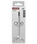 Uni-ball ONE UMN-S-07 Pack de 5 Boligrafos de Tinta Liquida - Punta de Bola 0.7mm - Escritura Ultra Fluida - Agarre Suave y Como