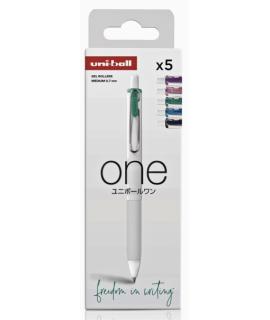 Uni-ball UMN-S-07 Pack de 5 Boligrafos de Tinta Gel - Punta de Bola 0.7mm - Escritura Ultra Fluida - Agarre Suave y Comodo - Col