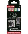 Uni-ball PWE-5M Pack de 4 Marcadores de Tiza Liquida - Punta Conica 1.8-2.5mm - Borrado en Humedo - Resistente a la Lluvia - Col