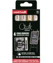 Uni-ball PWE-5M Pack de 4 Marcadores de Tiza Liquida - Punta Conica 1.8-2.5mm - Borrado en Humedo - Resistente a la Lluvia y Ext