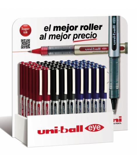 Uni-ball Eye Micro UB-150 Expositor de 54 Boligrafos de Tinta Liquida - Punta de Bola 0.5mm - Tinta Resistente al Agua y Luz - S