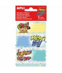 Apli Pack de 9 Etiquetas Escolares Modelo Grafitis - Tamaño 81x36mm - Adhesivo Permanente - Ideales para Marcar e Identificar Li