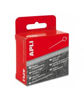 Apli Caja de 100 Agujas Porta Etiquetas Plateadas - Cabezal de Alambre Redondo - Ideal para Tiendas de Ropa y Textiles - Color P