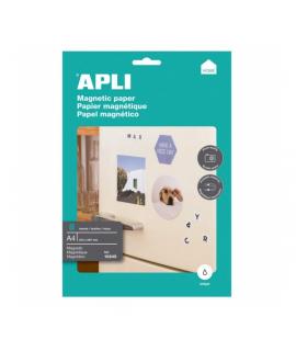 Apli Pack de 8 Hojas de Papel Magnetico A4 - 650gr - Apto para Impresoras Inkjet - Facil de Usar - Ideal para Imagenes Personali