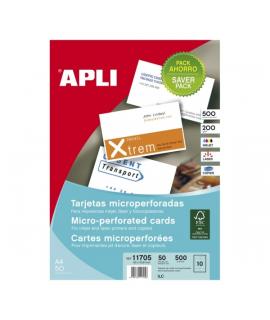 Apli Tarjetas de Visita Blancas Microperforadas - Acabado Mate - Cartulina 200gr - Compatible con Impresoras Inkjet y Laser - 10
