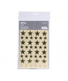 Apli Bolsa de Gomets en Forma de Estrella - Adhesivo Permanente - Adhesivo Base Agua - Libre de Disolventes - Color Oro