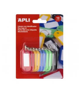 Apli Pack de 10 Llaveros con Etiqueta - Sistema Porta Etiquetas de Facil Apertura - Ideal para Oficinas, Almacenes y Hogar - Col
