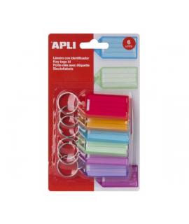 Apli Pack de 6 Llaveros Premium con Etiqueta - Facil Apertura - Ideal para Oficinas, Almacenes y Hogar - Color Azul