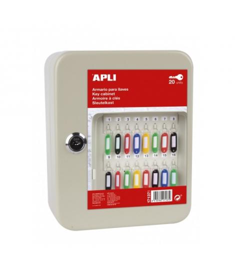 Apli Armario Porta Llaves con Cierre - 20 Posiciones - Ideal para Oficinas y Almacenes - Organizacion y Acceso Facil - No Incluy