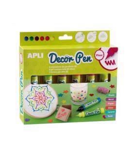 Apli Pack de 6 Rotuladores de Gel 3D Fluor - Ideal para Decorar Plastico, Madera, Papel, Cristal, Ceramica y Textil - Personaliz