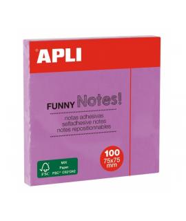 Apli Bloc de Notas Adhesivas - 100 Hojas - Papel Certificado FSC - Adhesivo Reposicionable - Color Violeta