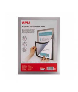 Apli Pack de 6 Marcos Magneticos Autoadhesivos para Hojas A4 - Facil de Colgar - Iman Resistente - Color Negro
