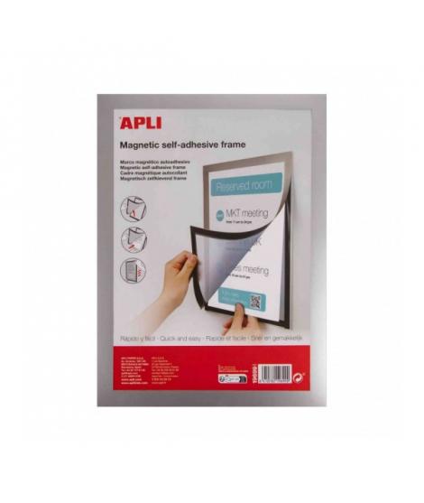 Apli Pack de 6 Marcos Magneticos Autoadhesivos para Hojas A4 - Facil de Colgar - Iman Resistente - Color Negro