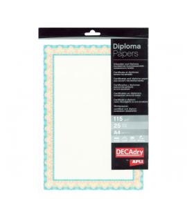 Apli Pack de 25 Hojas de Papel Certificado - Diseño de Concha - 115gr - Ideal para Certificados y Diplomas - Compatible con Impr