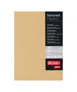 Apli Pack de 50 Hojas de Papel Verjurado Kraft A4 - Alta Calidad - 165gr - Compatible con Impresoras Inkjet, Laser y Fotocopiado