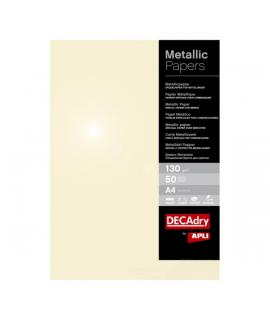 Apli Pack de 50 Hojas de Papel Metalizado - 130gr - Ideal para Invitaciones y Comunicaciones - Compatible con Impresoras Inkjet,