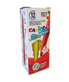 Carioca Jumbo Rotulador - Cuerpo Octogonal Maxi - Tinta Superlavable - Punta Maxi 6mm Bloqueada - Tapa Ventilada - Color Amarill