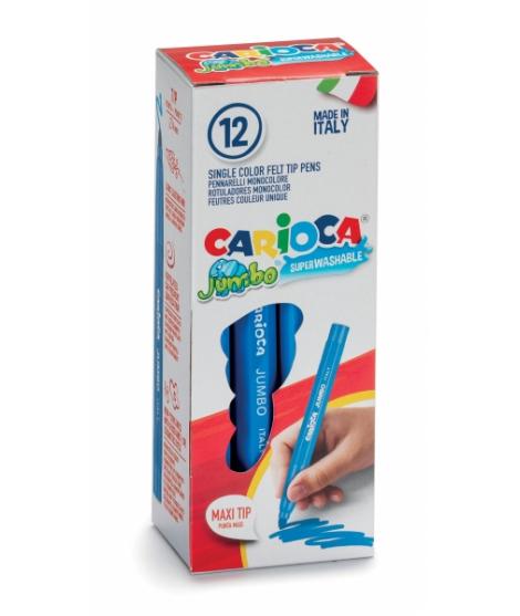 Carioca Jumbo Rotulador - Cuerpo Octogonal Maxi - Tinta Superlavable - Punta Maxi 6mm Bloqueada - Tapa Ventilada - Color Varios