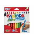Carioca Jumbo Pack de 12 Rotuladores - Cuerpo Octogonal Maxi - Tinta Superlavable - Punta Maxi 6mm Bloqueada - Tapa Ventilada - 