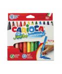 Carioca Jumbo Pack de 12 Rotuladores - Cuerpo Octogonal Maxi - Tinta Superlavable - Punta Maxi 6mm Bloqueada - Tapa Ventilada - 