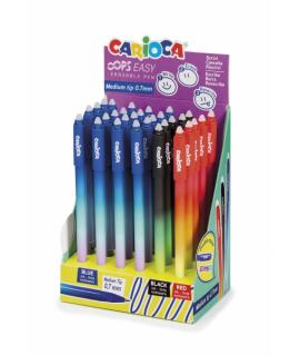 Carioca Oops Easy Expositor de 30 Boligrafos Borrables - Tinta Termo Sensible - Cuerpo con Efecto Degradado - Punta de 0.7mm - D