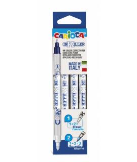 Carioca Inkiller Pack de 4 Rotuladores Correctores para Tinta Estilografica - Blister - Color Azul