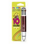 Carioca Boligrafo de 10 Colores Fluo - Boligrafo con Punta de Esfera Automatico - 10 Colores en un Solo Boligrafo - Punta Ø 1mm 