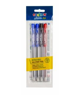 Pack Carioca Sfera Pack de 4 Boligrafos Retractiles - Punta Ø 1mm - Boligrafos Retractiles - Click Facil y Comodo - Escritura Su