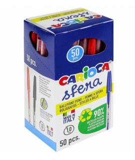 Carioca Sfera Boligrafo - Punta Ø 1mm - Capuchon y Retro del Color de la Tinta - Escritura Super Deslizante - Paquete de Papel -