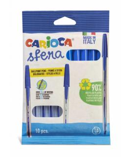 Carioca Sfera Flowpack Pack de 10 de Boligrafo - Punta Ø 1mm - Capuchon y Retro del Color de la Tinta - Escritura Super Deslizan