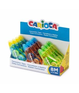 Carioca Tape Expositor de 12 Correctores - Cubriente - Se Puede Volver a Escribir Enseguida - Ideal para Cualquier Tipo de Papel