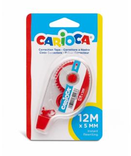 Carioca Tape 12M Corrector de Cinta - Cubriente - Se Puede Volver a Escribir Enseguida - Ideal para Cualquier Tipo de Papel - Co