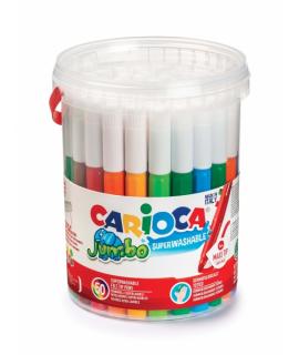 Carioca Jumbo Pack de 50 Rotuladores - Cuerpo Octogonal Maxi - Tinta Superlavable - Punta Maxi 6mm Bloqueada - Tapa Ventilada - 