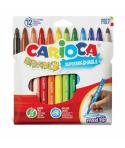 Carioca Bravo Pack de 12 Rotuladores - Cuerpo Octogonal Maxi - Tinta Superlavable - Punta Maxi 6mm Bloqueada - Tapa Ventilada - 