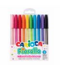 Carioca Fiorella Pack de 10 Boligrafos de Colores Tinta Gel - Punta de Bola 1mm - Cuerpo Transparente Fluo - Colores Surtidos